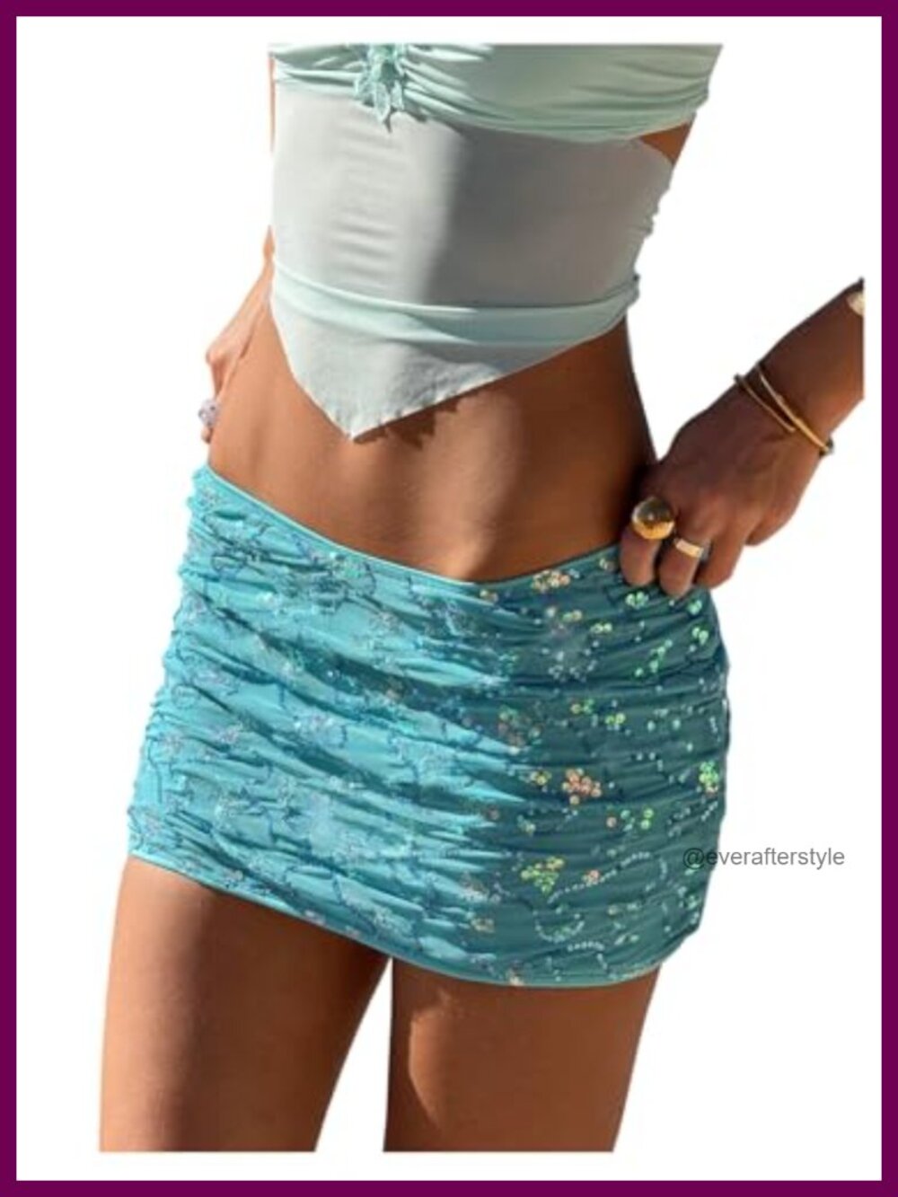 Sequin Beaded Low Waist Bodycon Mini Party Skirt